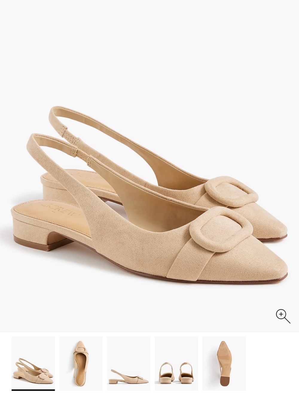 J. Crew Factory Tan Suede Slingback Flats with Buckle Accent